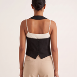 Céline Open-Back V-Neck Cropped Vest – Black – back