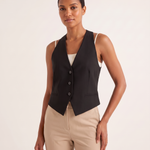 Céline Open-Back V-Neck Cropped Vest – Black – angle