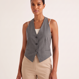 Céline Open-Back V-Neck Cropped Vest – Grey – variant