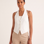 Céline Open-Back V-Neck Cropped Vest – White – variant