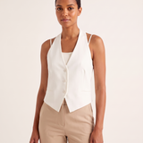 Céline Open-Back V-Neck Cropped Vest – White – variant