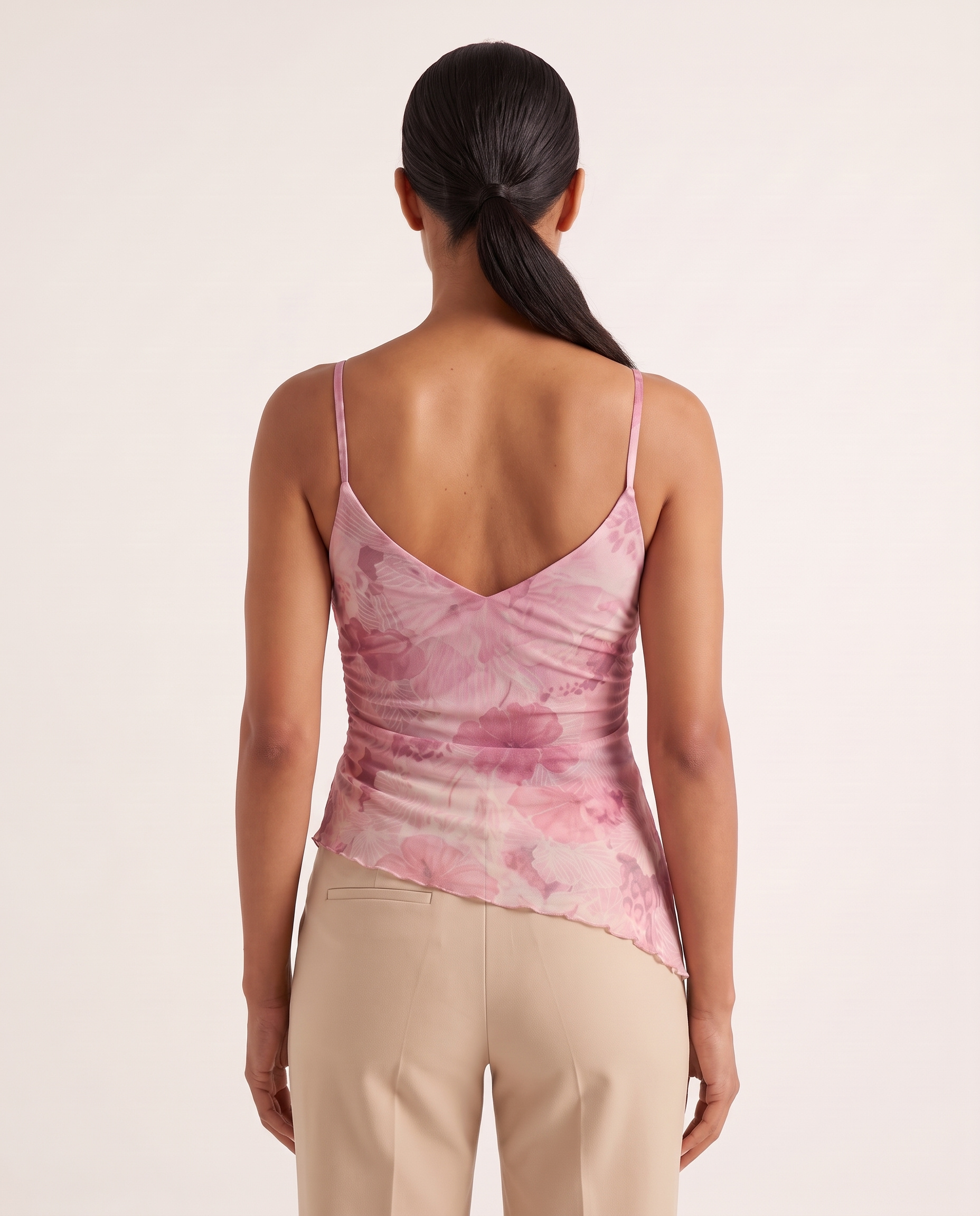 Floral Mesh Camisole Top – Pink Floral – back