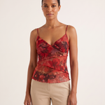 Floral Mesh Camisole Top – Red Floral – variant