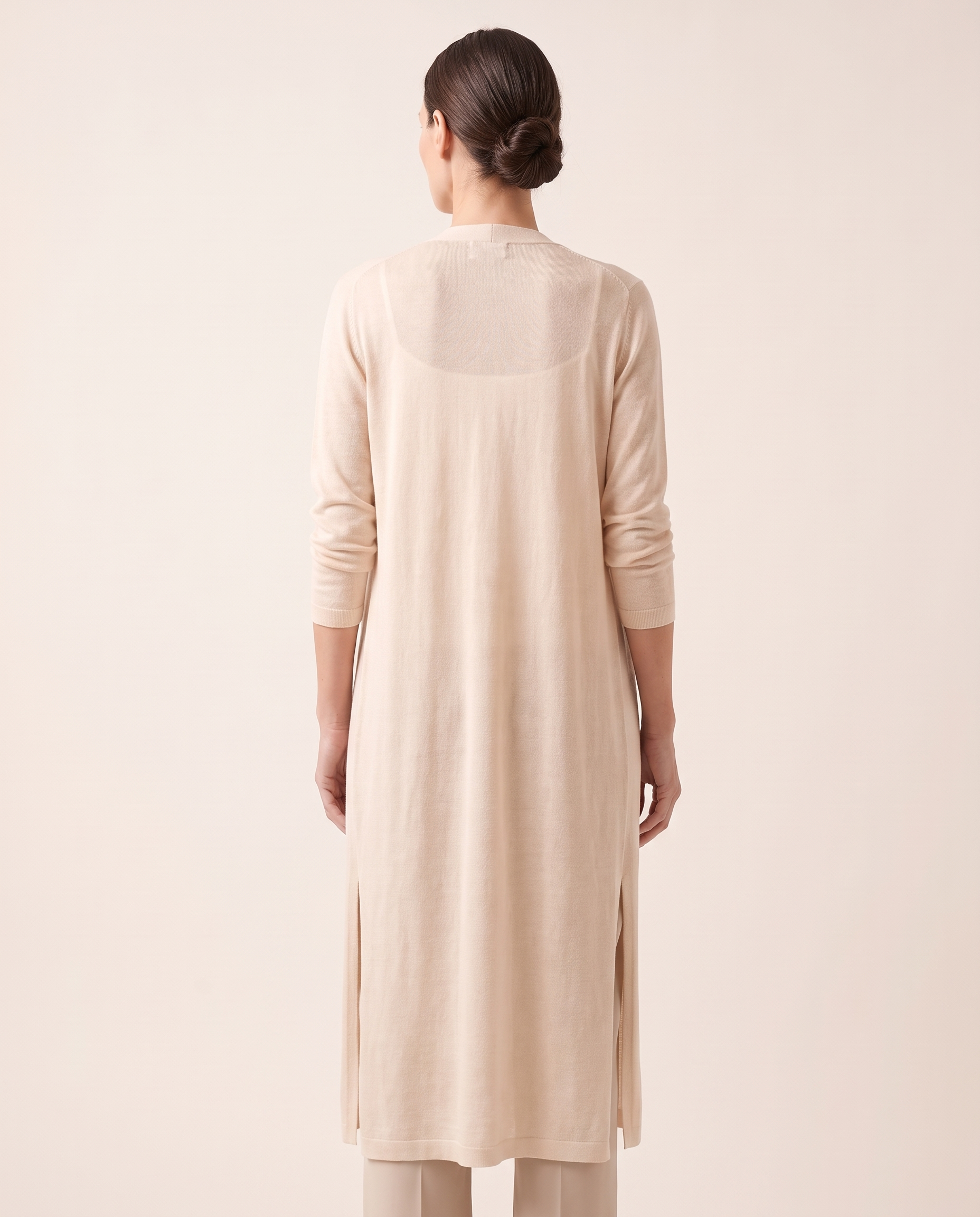 Soleil Longline Lightweight Knit Cardigan – Apricot – back