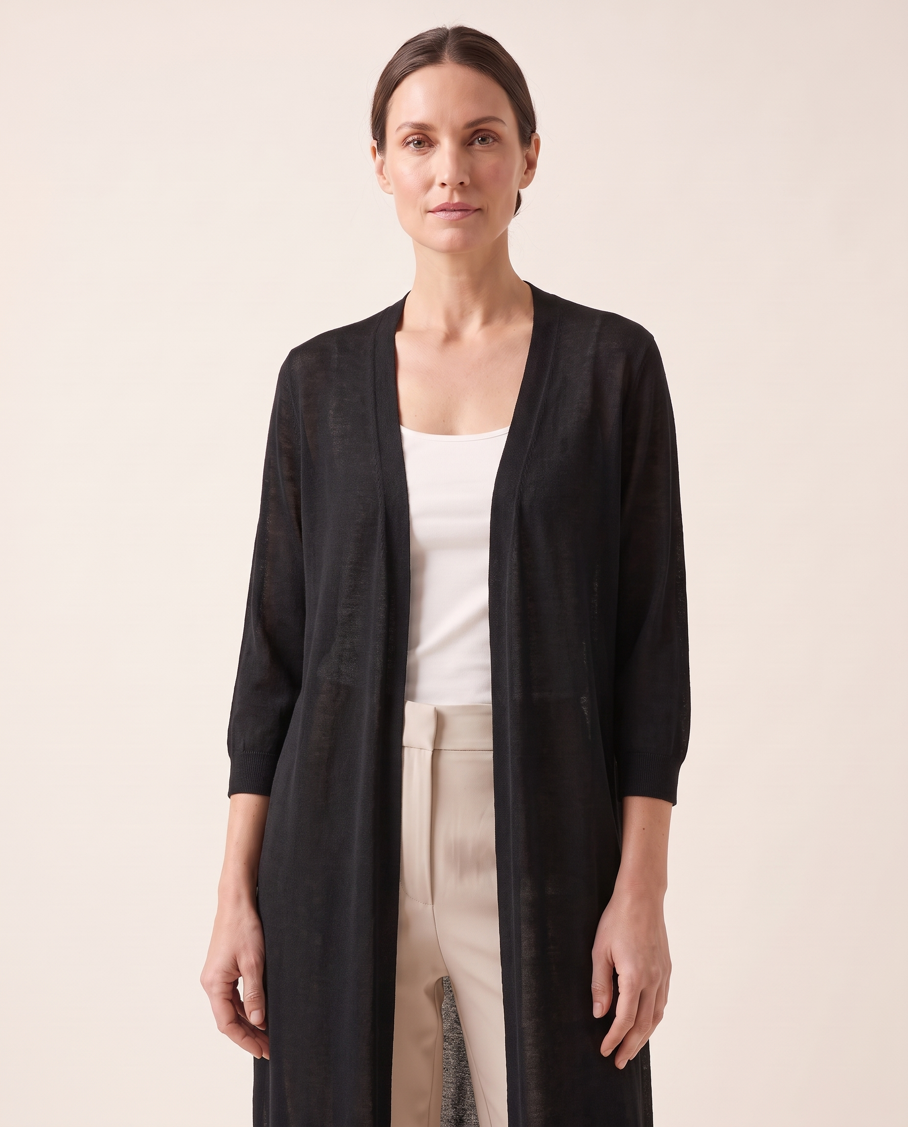 Soleil Longline Lightweight Knit Cardigan – Black – variant