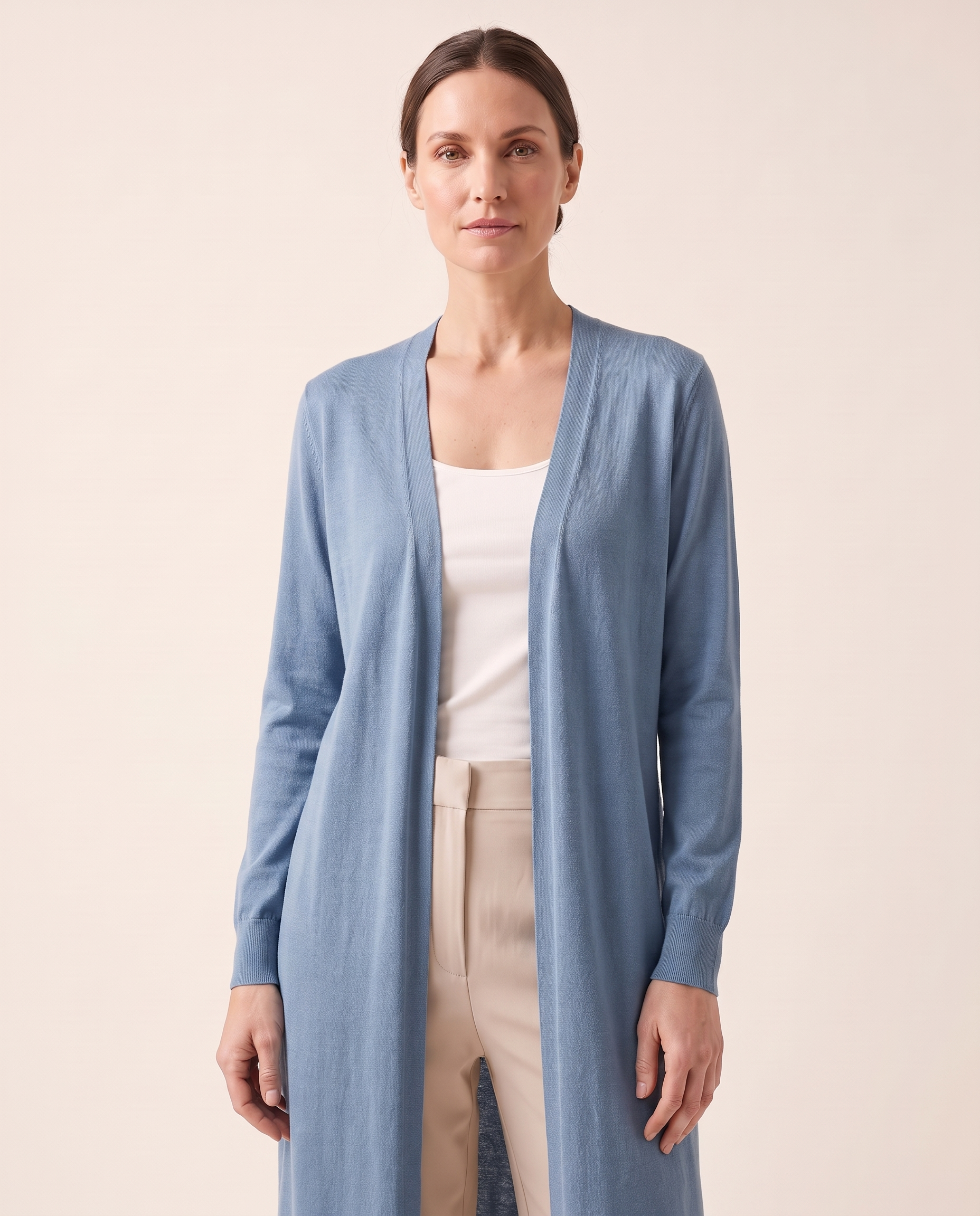 Soleil Longline Lightweight Knit Cardigan – Blue – variant