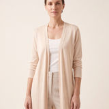 Soleil Longline Lightweight Knit Cardigan – Apricot – studio front
