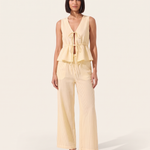 Striped Tie Front Wide Leg Trouser Set — front studio view