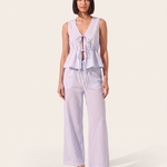 Striped Tie Front Wide Leg Trouser Set — colour