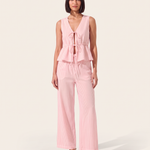 Striped Tie Front Wide Leg Trouser Set — colour
