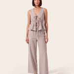 Striped Tie Front Wide Leg Trouser Set — colour