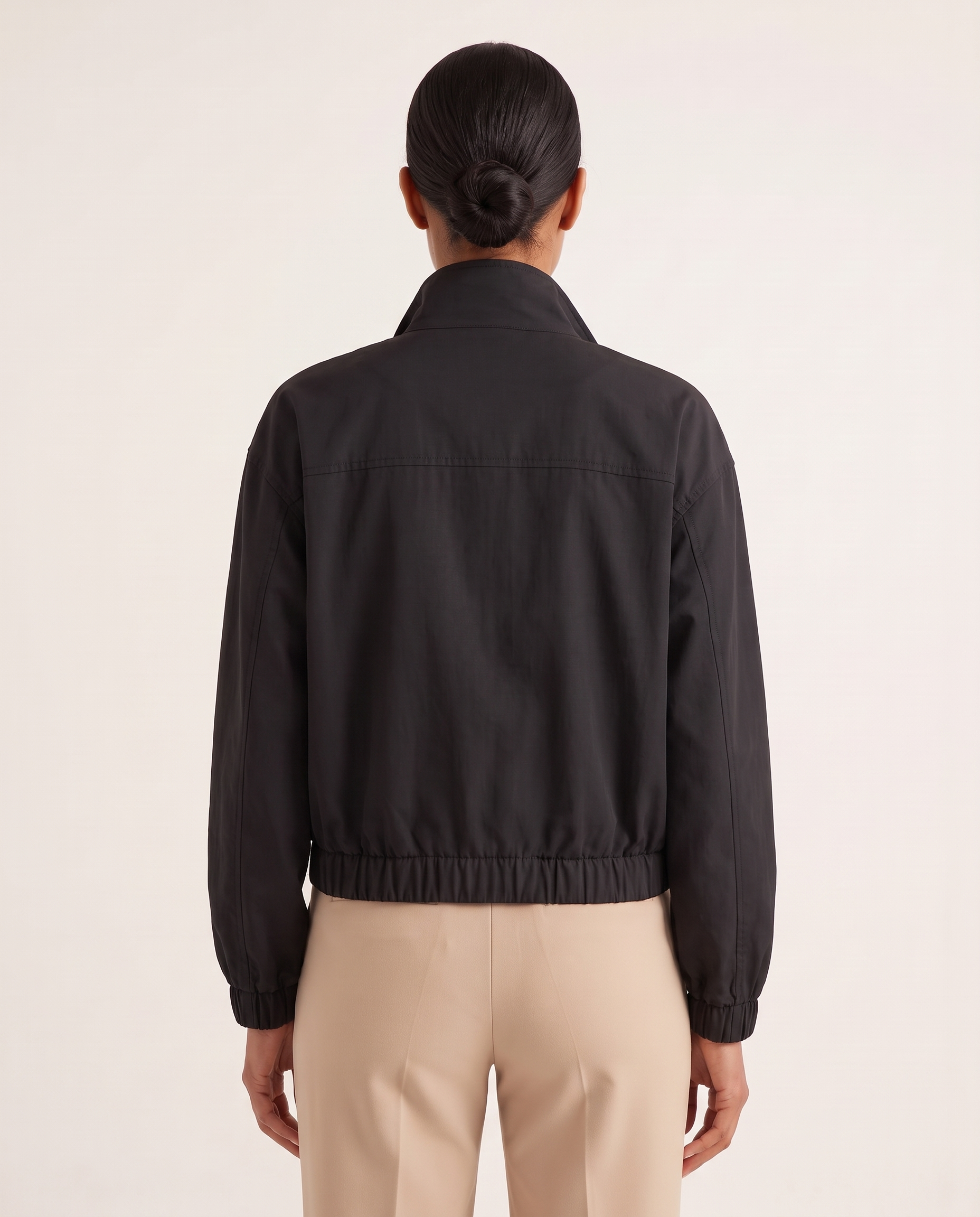 Onyx Relaxed High-Neck Zip Jacket – Black – back