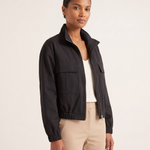 Onyx Relaxed High-Neck Zip Jacket – Black – angle