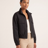 Onyx Relaxed High-Neck Zip Jacket – Black – angle