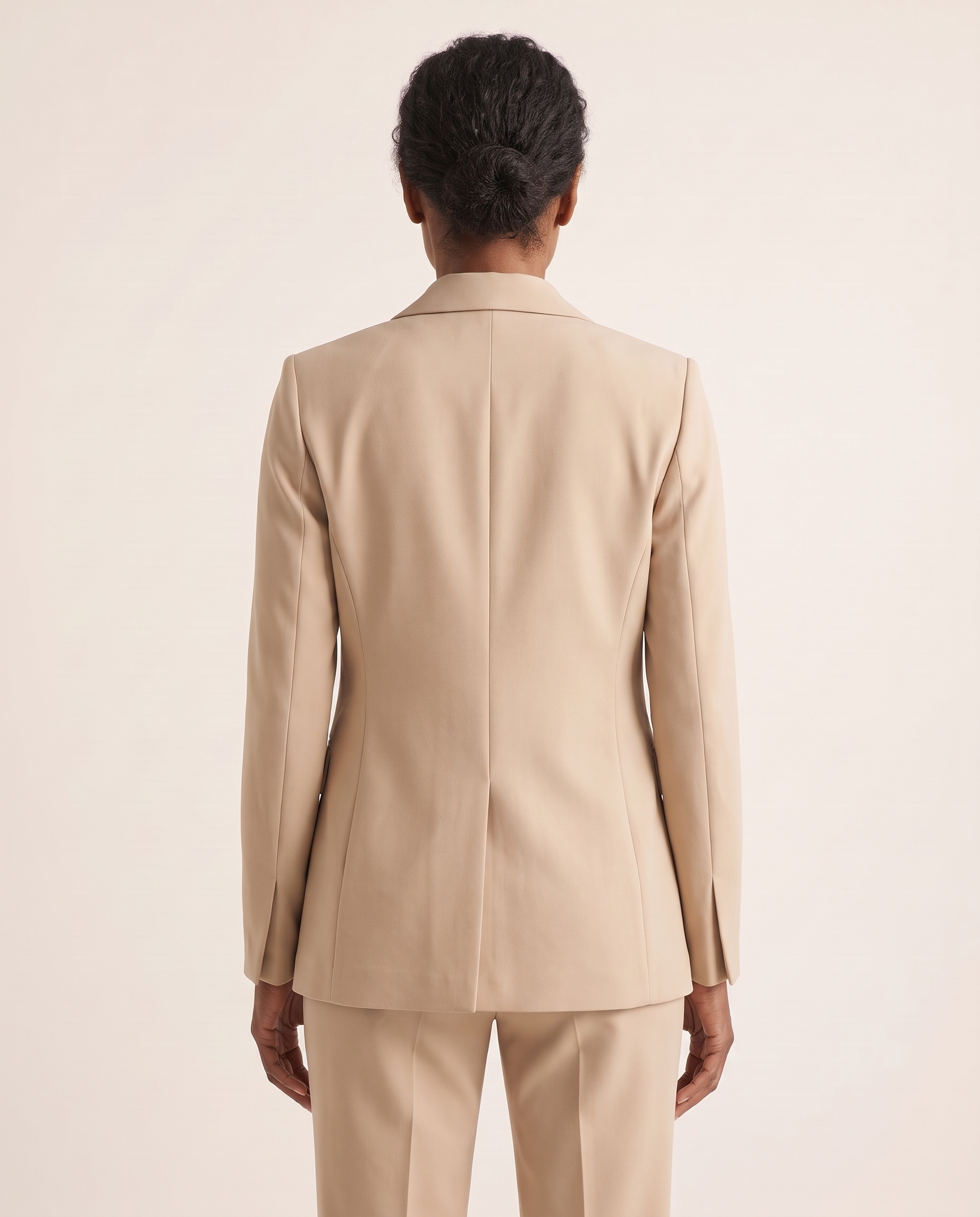 Alma Tailored Single-Button Blazer – Beige – back
