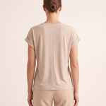 Marina Relaxed V-Neck Short-Sleeve Blouse – Apricot – back