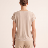 Marina Relaxed V-Neck Short-Sleeve Blouse – Apricot – back