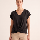Marina Relaxed V-Neck Short-Sleeve Blouse – Black – variant