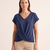Marina Relaxed V-Neck Short-Sleeve Blouse – Blue – variant