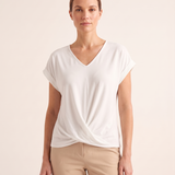 Marina Relaxed V-Neck Short-Sleeve Blouse – White – variant