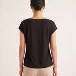 Elise Draped Cowl-Neck Short-Sleeve Blouse — back view