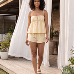 Striped tie front cami and boxer short set — Byron Bay veranda