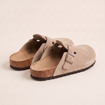 Ellis Buckle-Strap Cork-Footbed Clogs — Beige — detail view