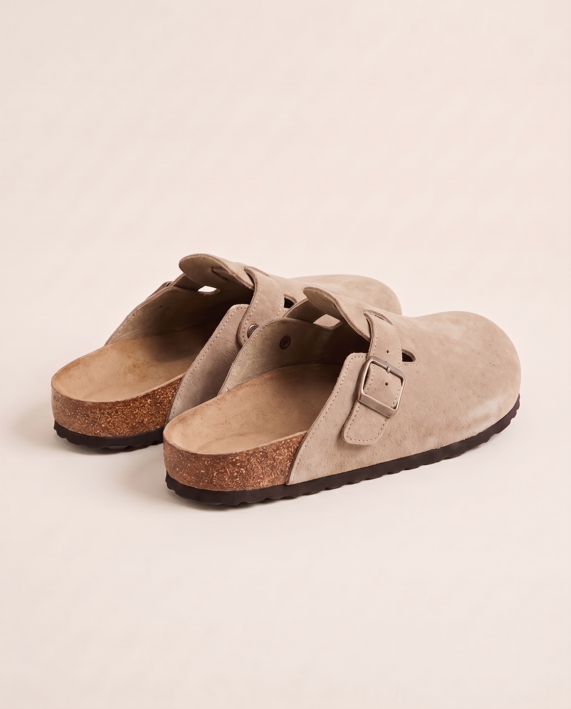 Ellis Buckle-Strap Cork-Footbed Clogs — Beige — detail view