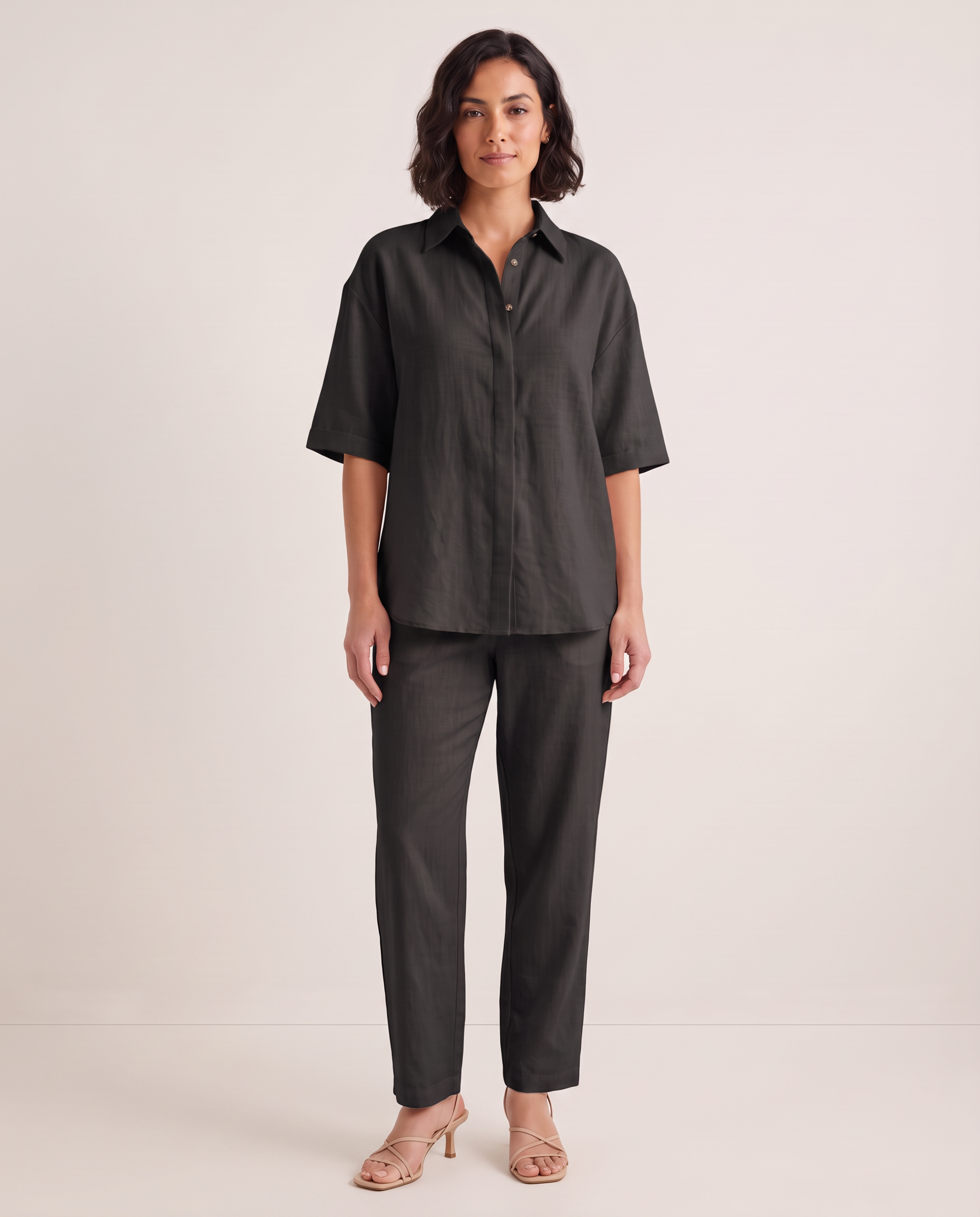 Linen Trouser Set with Relaxed Fit — colour