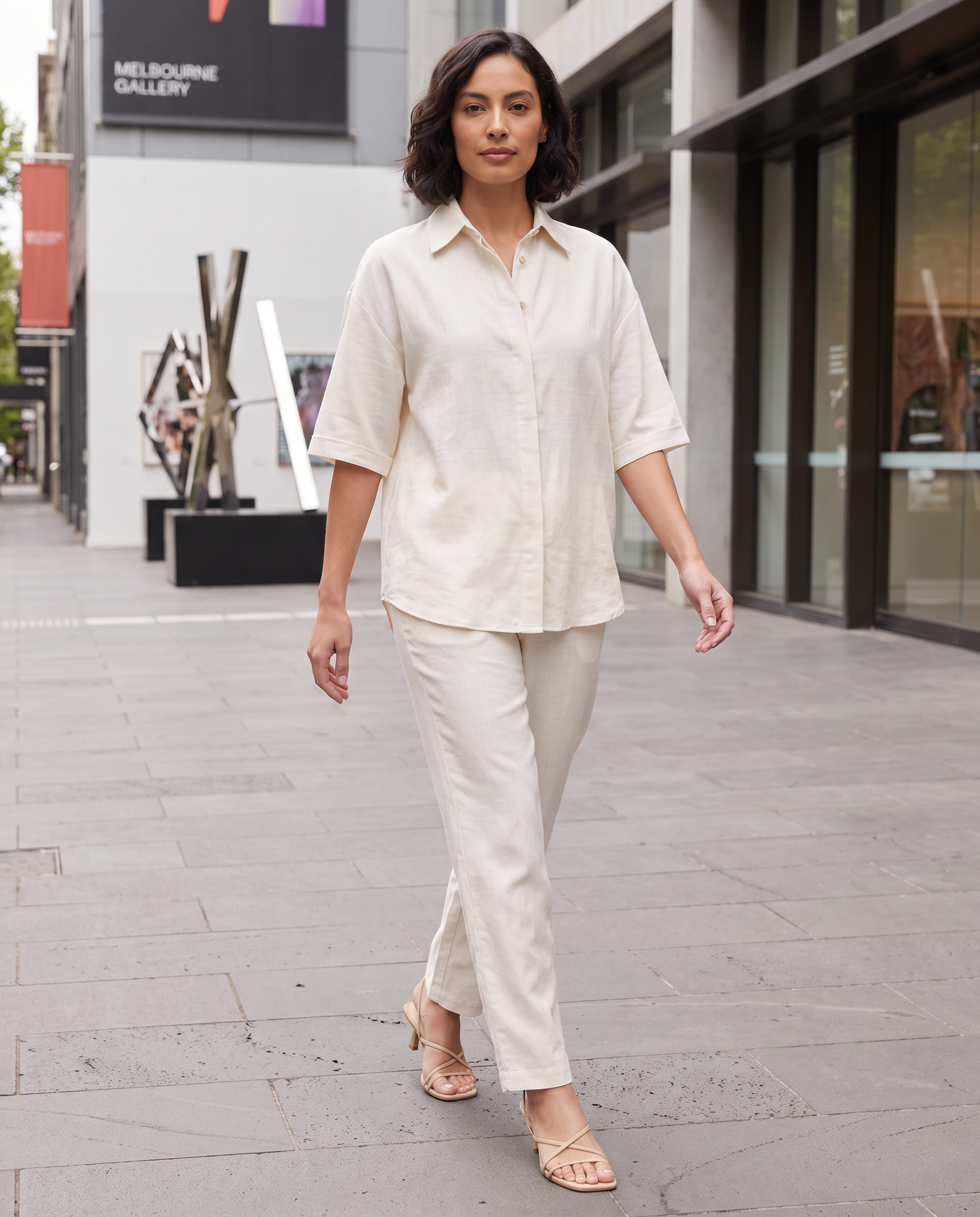 Linen Trouser Set with Relaxed Fit — lifestyle 2