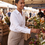 White linen shirt — flower market lifestyle
