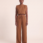 Solène Relaxed Linen Pant Set in Brown