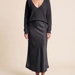 Niketa V-Neck Maxi Dress — Black — studio front