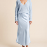 Niketa V-Neck Maxi Dress — Blue — studio front