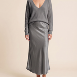 Niketa V-Neck Maxi Dress — Gray — studio front