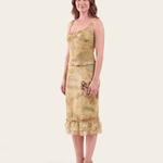 Sheer Ruffle Camisole and Midi Skirt Set - angle view