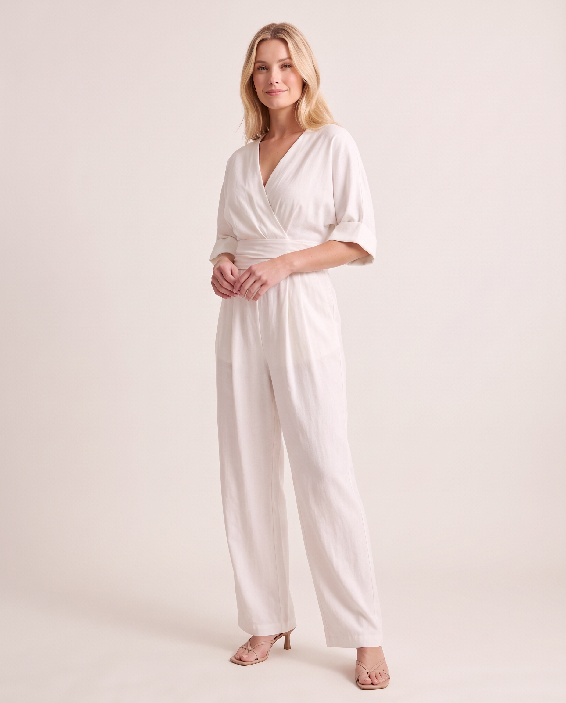 Surplice V Neck Wide Leg Jumpsuit — angle