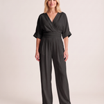 Surplice V Neck Wide Leg Jumpsuit — colour