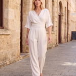 Surplice V Neck Wide Leg Jumpsuit — lifestyle1