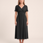 Roisin | Refined Figure-Flattering Dress — Black — studio front