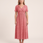Roisin | Refined Figure-Flattering Dress — Pink — studio front