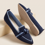 Romy Comfortable Knit Pointed-Toe Loafers — detail view