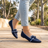 Romy Comfortable Knit Pointed-Toe Loafers — lifestyle view