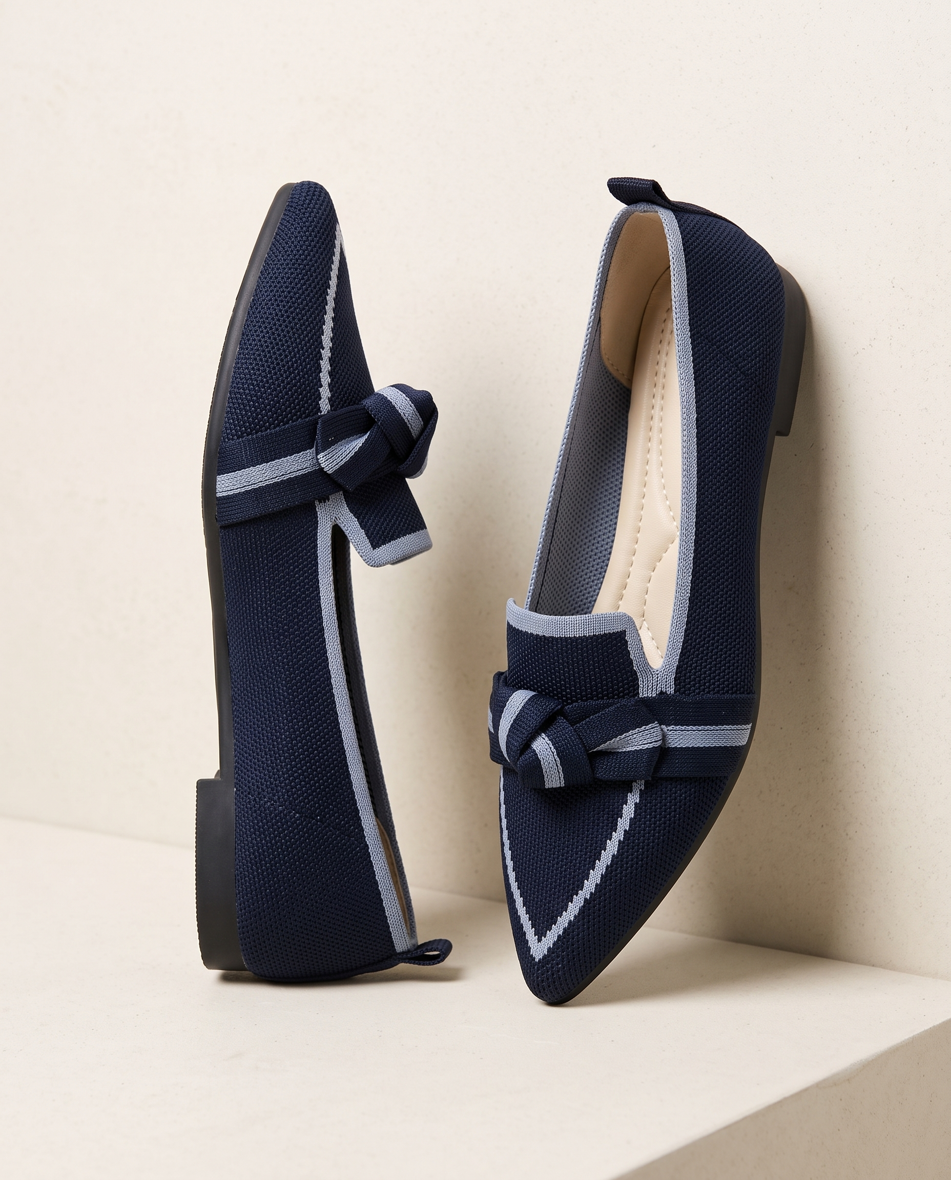 Romy Comfortable Knit Pointed-Toe Loafers — side view