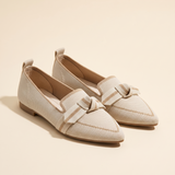 Romy Comfortable Knit Pointed-Toe Loafers — Beige variant