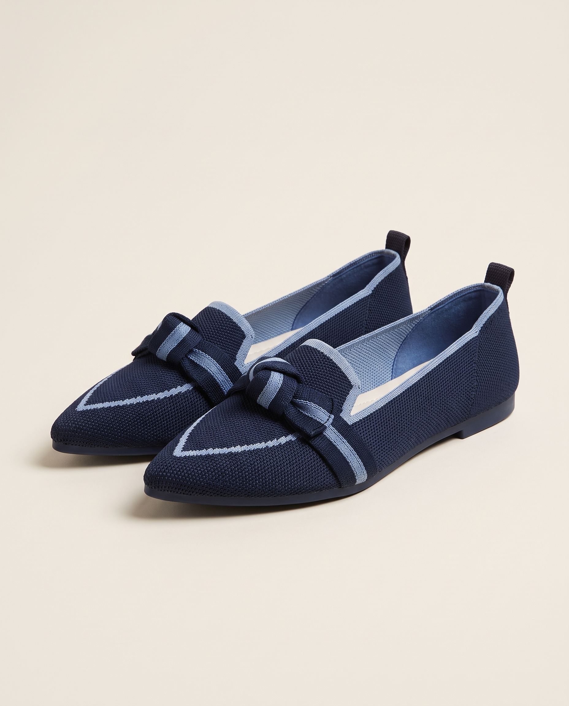 Romy Comfortable Knit Pointed-Toe Loafers — Dark Blue variant