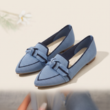 Romy Comfortable Knit Pointed-Toe Loafers — light blue variant