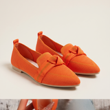 Romy Comfortable Knit Pointed-Toe Loafers — Orange variant