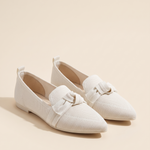 Romy Comfortable Knit Pointed-Toe Loafers — White variant