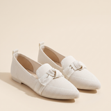 Romy Comfortable Knit Pointed-Toe Loafers — White variant